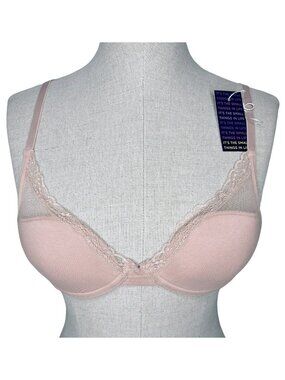 NWT Pepper Laidback Lace Bra sz 34AA * Sienna Rose Pink Underwire Mesh Overlay
